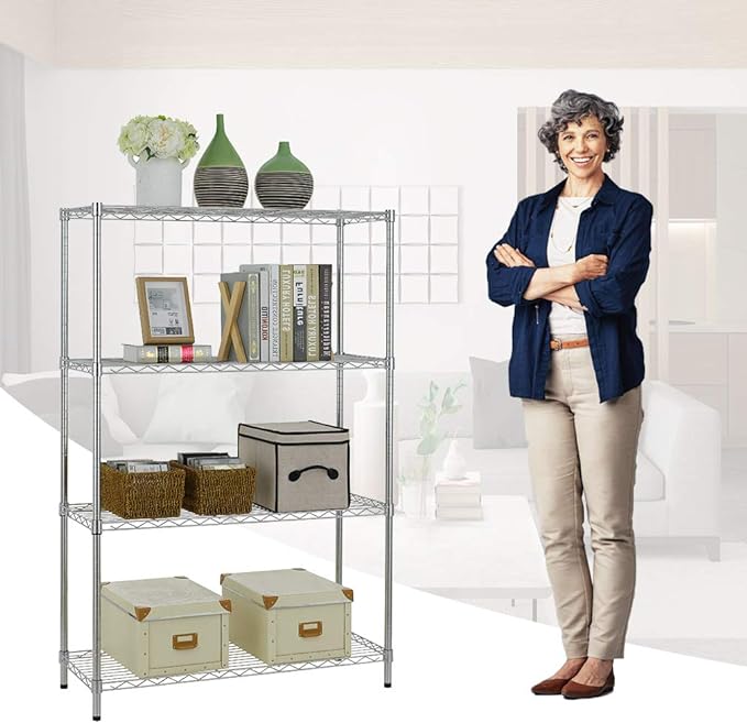 BestOffice | 4-Tier Wire Storage Shelves | 36x14x54 | Chrome | - Image 4