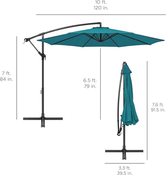 Best Choice Products 10ft Offset Cantilever Hanging Market Patio Umbrella - Image 7