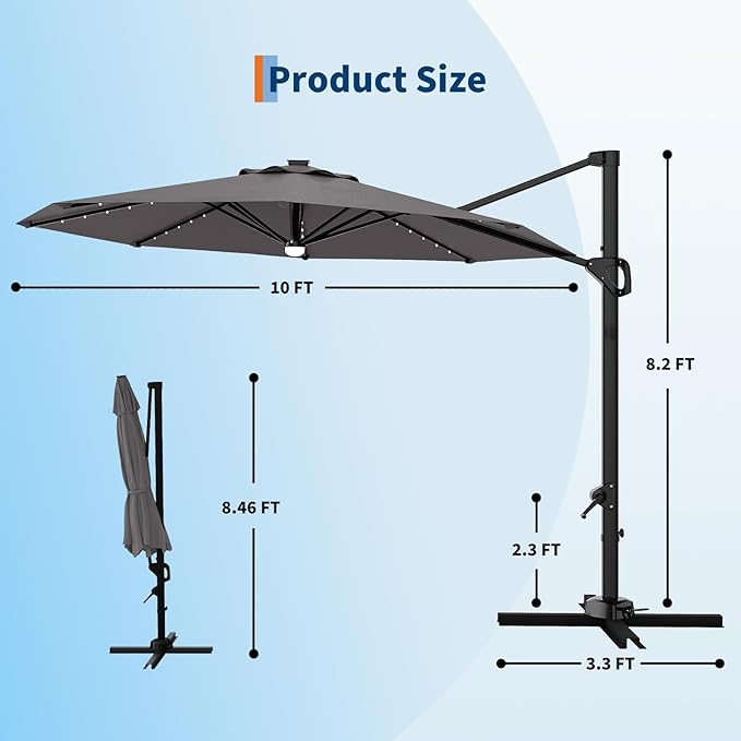 Garvee 10 ft Cantilever Patio Umbrella - Image 2