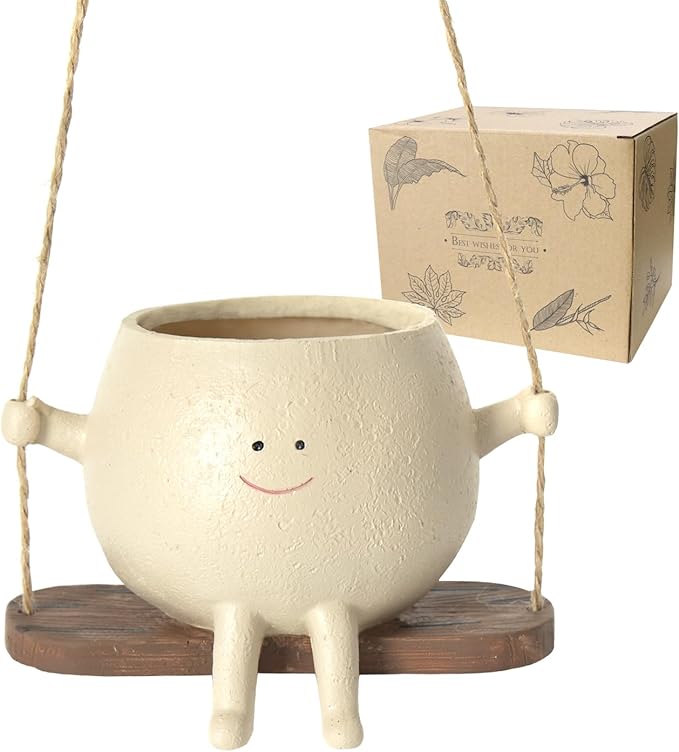 Swing Face Planter Pot Hanging Resin Flower Head Planters - Image 3