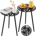 Metal Outdoor Side Tables Set of Two Small Outside Round End Table by PartyZealot