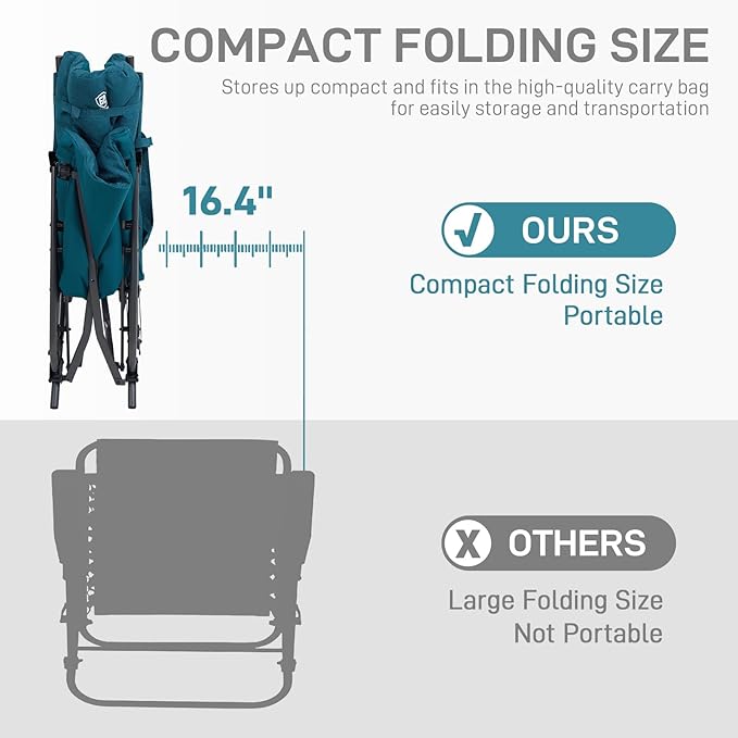 EVER ADVANCED Oversized Folding Rocking Camping Chair, Padded Portable Rocker - Image 5