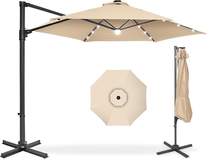 Best Choice Products 10ft Solar LED Offset Cantilever Hanging Market Patio by BestChoiceProducts