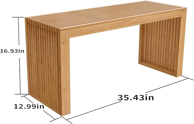 Bamboo Dining Bench, 35 inch Farmhouse Decor Indoor Kitchen Table Bench - Image 3