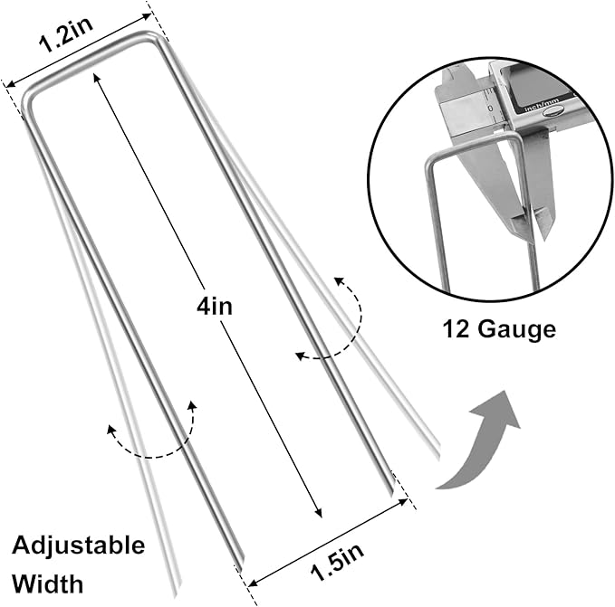 HongWay 120 Pack 4 Inch Landscape Garden Staples, Garden Stakes Galvanized 12 - Image 2
