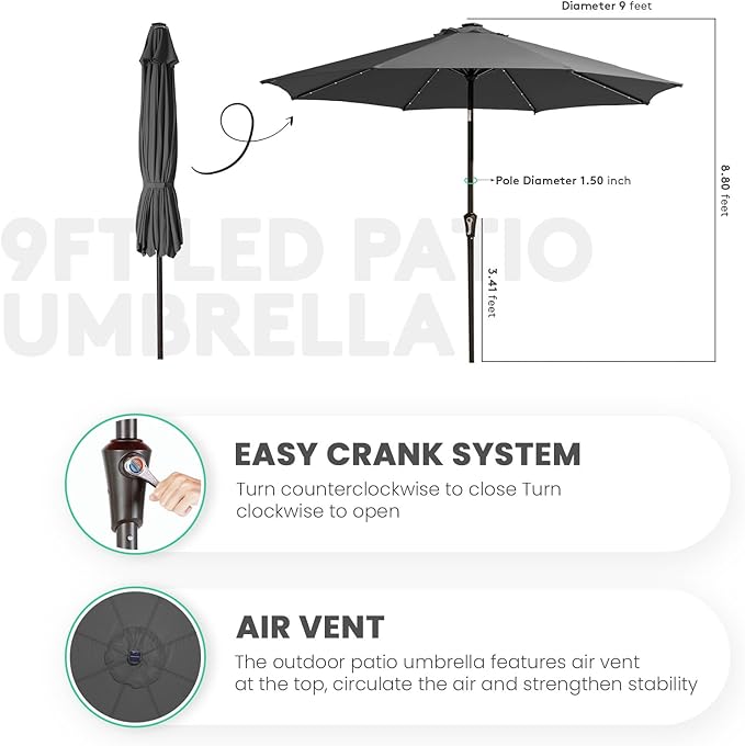 JEAREY 9FT Outdoor Patio Umbrella - Image 3