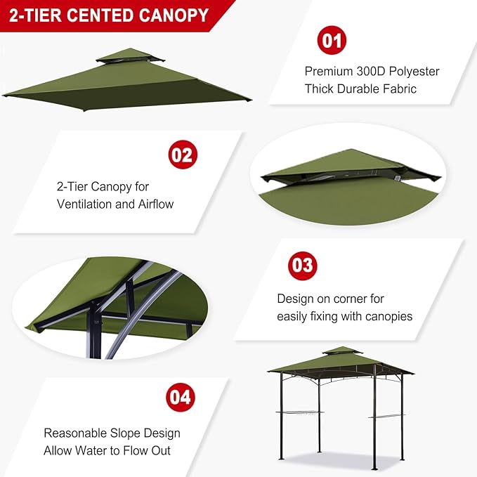 Eurmax USA High Performance Grill Gazebo Canopy Replacement Cover 5x8 BBQ - Image 5