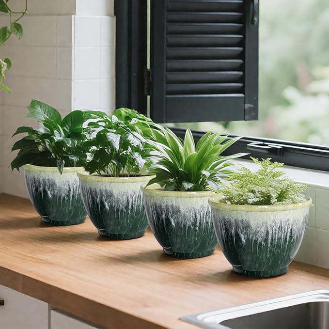 Flower Pots, 8 Inch Plastic Plant Pots - Image 6