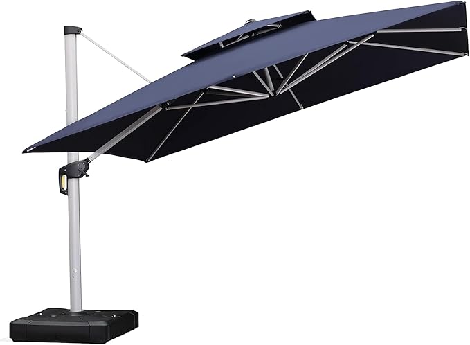 PURPLE LEAF 12 Feet Double Top Deluxe Square Patio Umbrella Offset Hanging by PURPLELEAF
