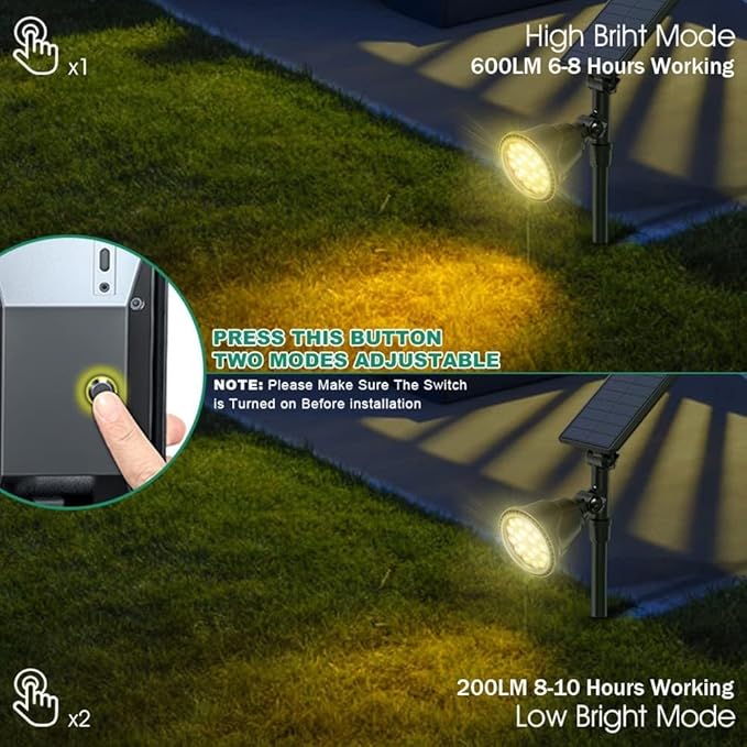 Solar Spot Lights Outdoor, Waterproof Solar Landscape Spotlights 18 LED 2-in-1 - Image 4