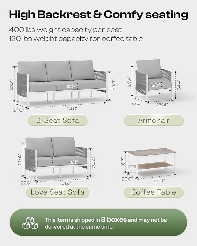 Aluminum Outdoor Patio Furniture Set - Image 7