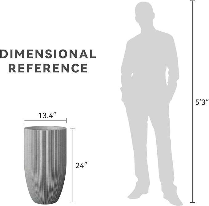 Kante 24 Inch Tall Round Concrete Planter, Large Indoor Outdoor Plant Pots - Image 7
