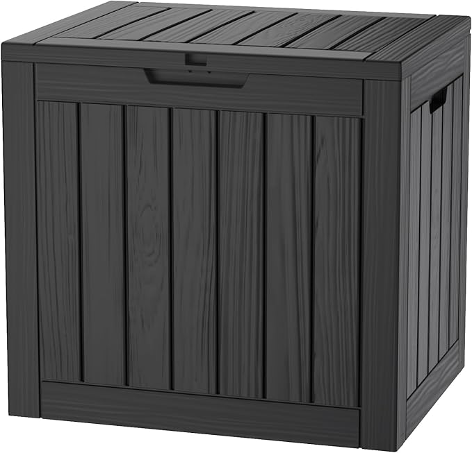 TARKARI 35 Gallon Lockable Resin Deck Box, Waterproof & UV-Resistant Outdoor by Home