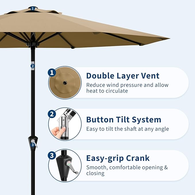 Garvee 9FT Patio Umbrella - Image 3