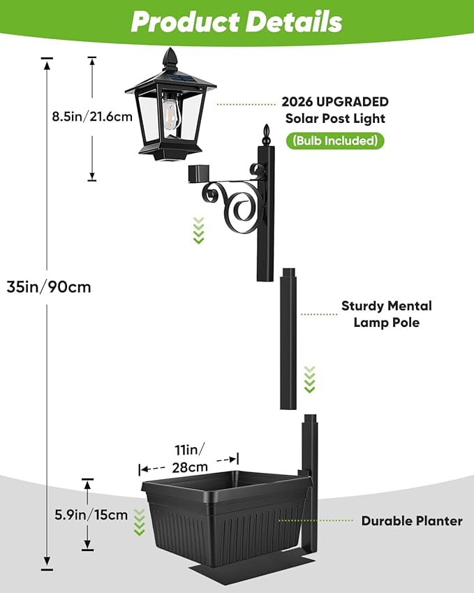 2-Pack Solar Lamp Post Light - Image 6