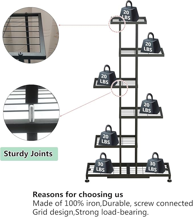 Metal Plant Stand, 6 Tier 12 Potted, Upgrade Multiple Plant Rack Shelf Organizer - Image 5