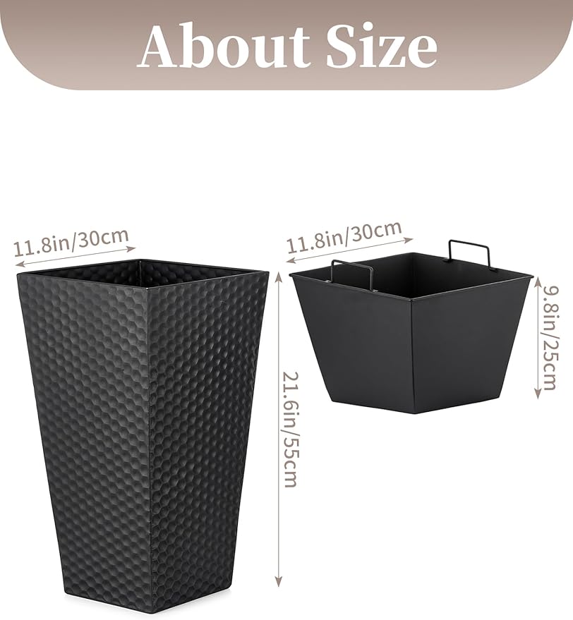 Sziqiqi Tall Planter for Indoor Outdoor: Set of 2 Large 21.6in Metal Taper - Image 8