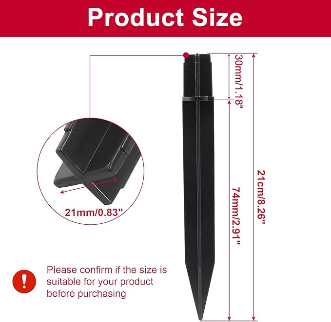 Biaungdo 8 Pcs Ground Spike, 8.25 Inch Black Reinforced Plastic Ground Spikes - Image 2