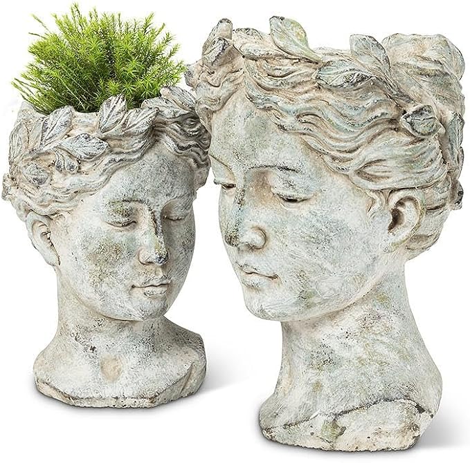 Abbott Collection Goddess Head Planter – Large Cement Indoor and Outdoor - Image 4