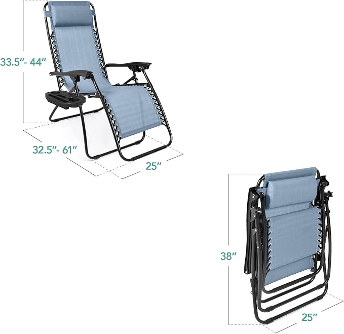 Best Choice Products Set of 2 Adjustable Steel Mesh Zero Gravity Lounge Chair - Image 2