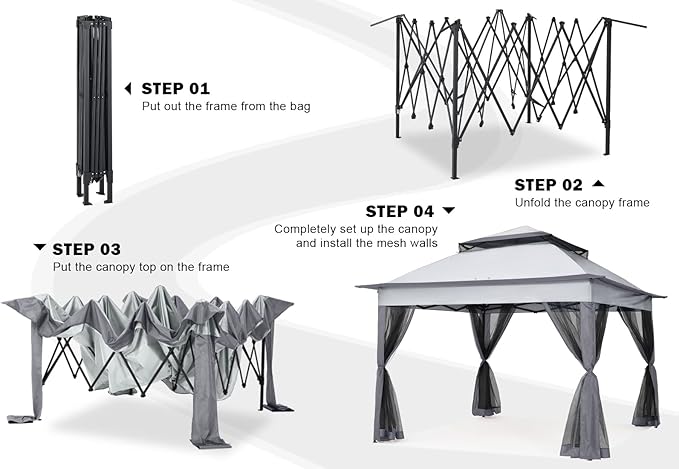 COOSHADE 11x11 Pop Up Gazebo Tent Outdoor Canopy Patio Shelter - Image 6