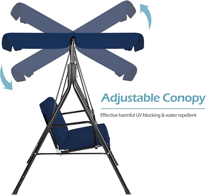 AECOJOY Porch Swing with Stand, 3-Seat Outdoor Clearance Porch Swings - Image 2