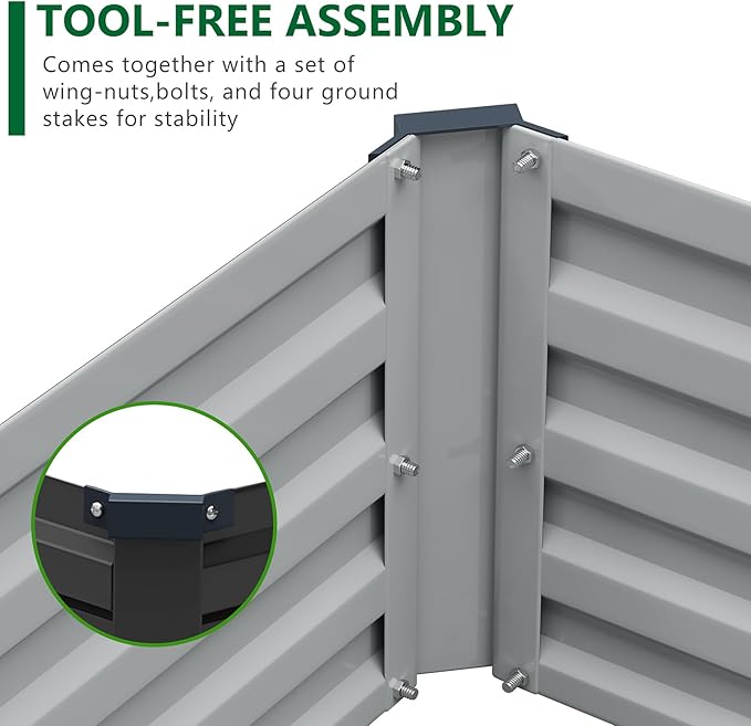 3 Pack 6x3x1FT Galvanized Raised Garden Bed Kit, Outdoor Metal Planter Box - Image 5