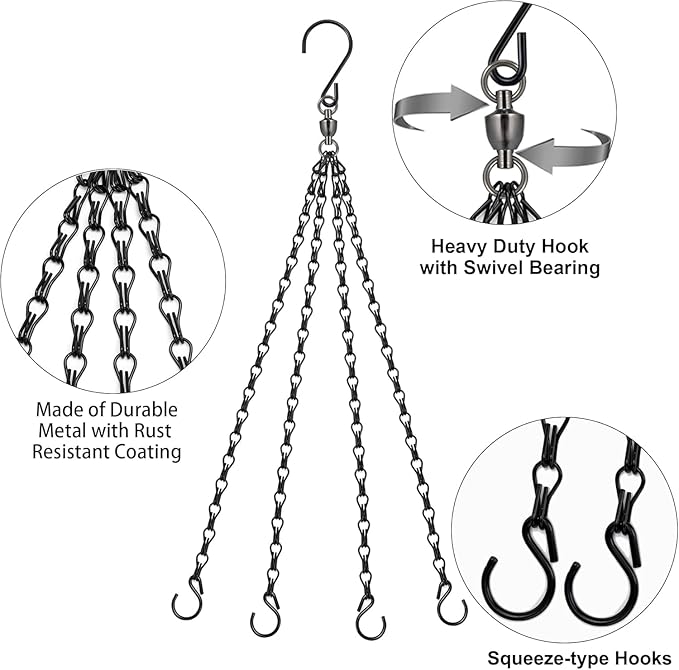 Heybe Swivel Hanging Basket Chains 23 Inches 4 Leads Hanging Chains Flower Pot - Image 2