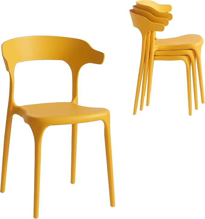 Modern Stackable Dining Chair Set, No Assembly, Plastic Chair, Patio Chair by XDECO