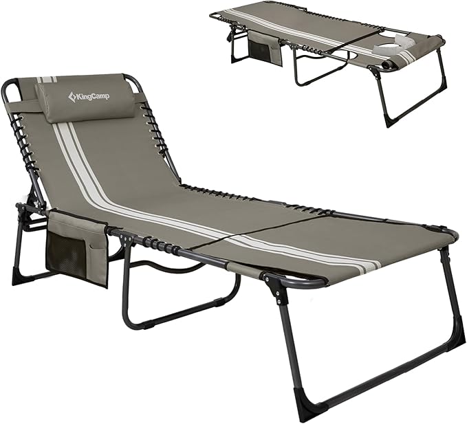 KingCamp Tanning Chair with Face Hole, Lounge Chairs Outdoor Folding Comfy by KingCamp
