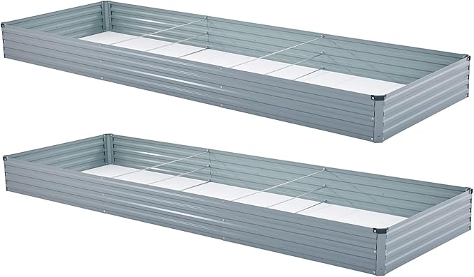 2 Pack 12x4x1FT Galvanized Raised Garden Bed Kit, Outdoor Metal Planter Box - Image 6