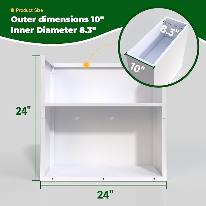 White Metal Long Planter for Outdoor Plants 24" x 10" x 24" Metal Rectangular - Image 2