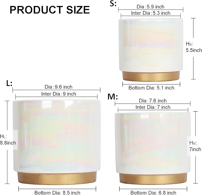 Gepege White Indoor Pots for Plants, Ceramic Planter - Image 2