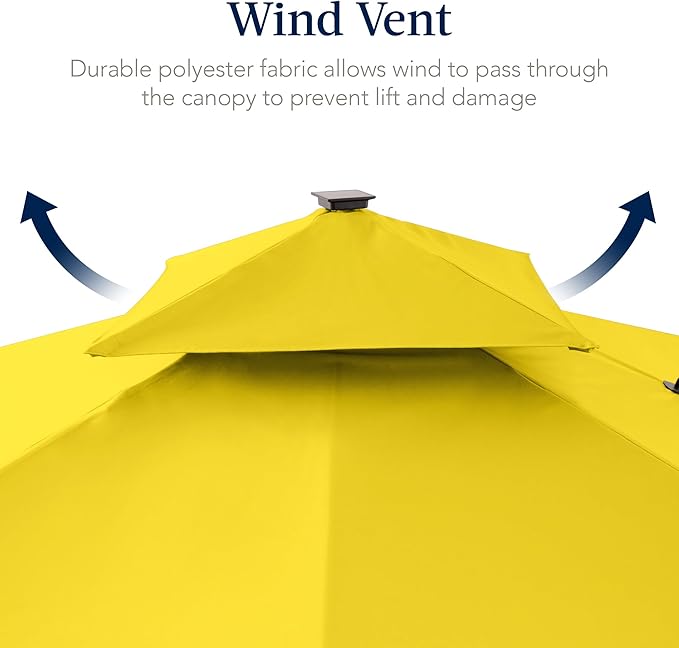 Best Choice Products 9x12ft LED Cantilever Patio Umbrella w/Base Included & - Image 7