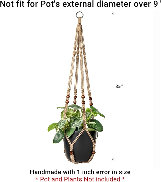 Mkono Macrame Plant Hanger Indoor Jute Hanging Planter Basket - Image 6