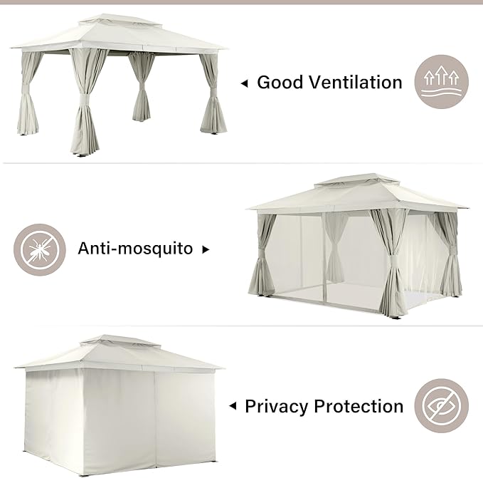 LAUSAINT HOME Semi-Permanent Outdoor Patio Gazebo 10'x13', Heavy Duty Party - Image 9
