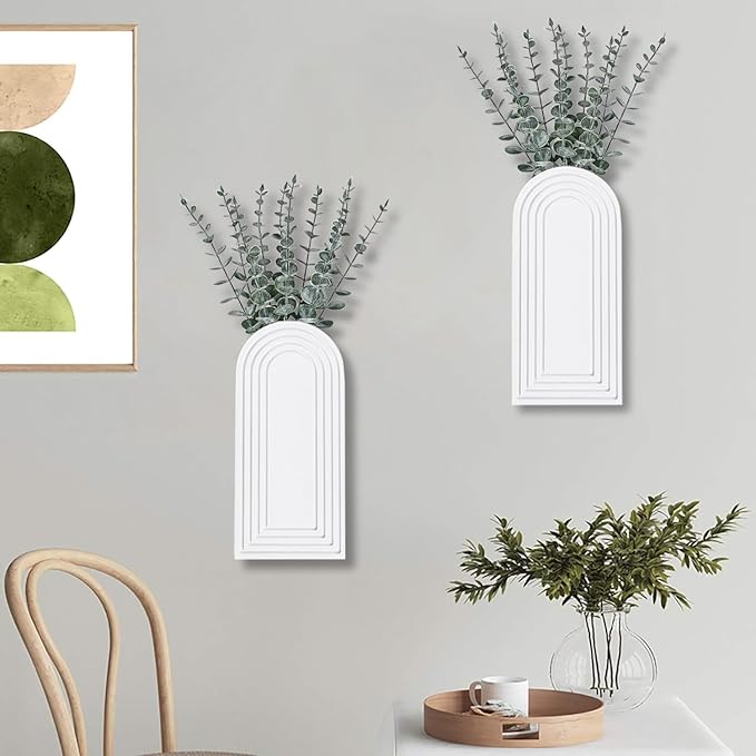 2 Pack Wooden Wall Vase Set - Image 6