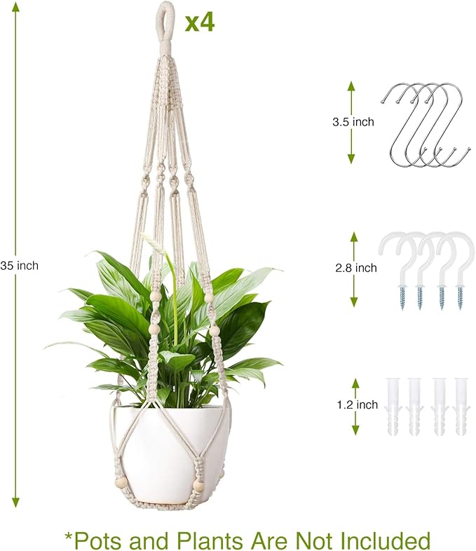 Macrame Plant Hanger Indoor Set of 4 - Image 6