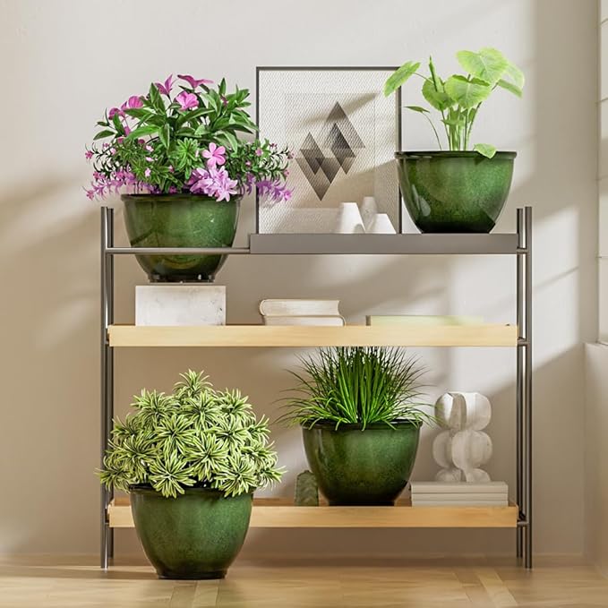 8 Inch Plastic Plant Pots, Glossy Smooth Finish Planter - Image 7