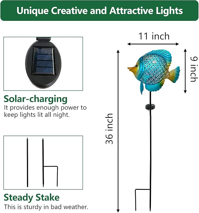 HONGLAND Outdoor Fish Solar Garden Lights - Image 4