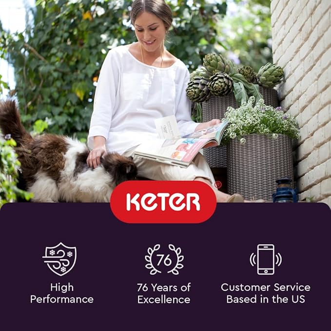 Keter Cylinder Set of 3 Rattan Resin Planter - Image 4