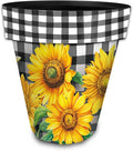 Briarwood Lane Checkered Sunflowers Decorative Large Planter by BriarwoodLane