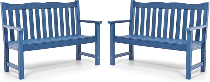 Stoog Outdoor Benches Set of 2, 2-Person All-Weather HIPS Garden Bench by Stoog