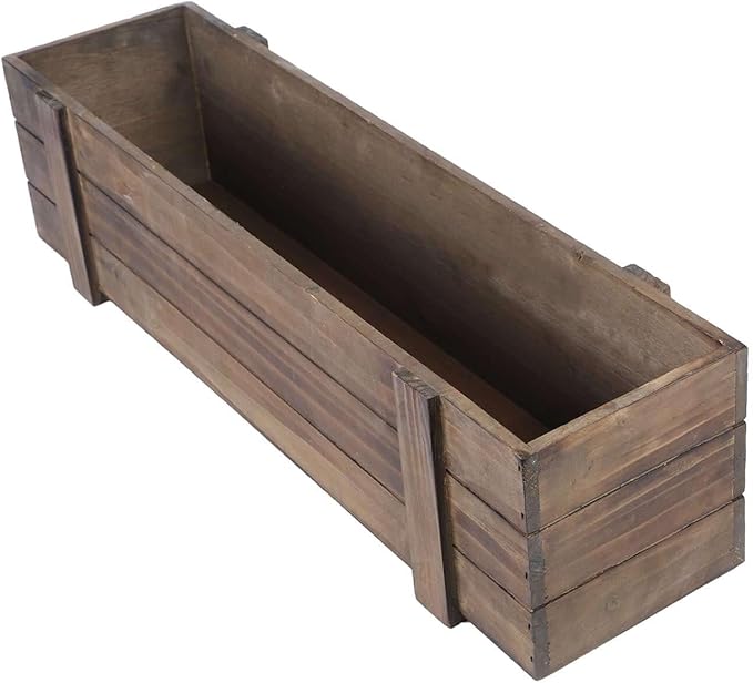 Efavormart 24"x6" Smoked Brown Rectangle Wood Planter Box - Image 7