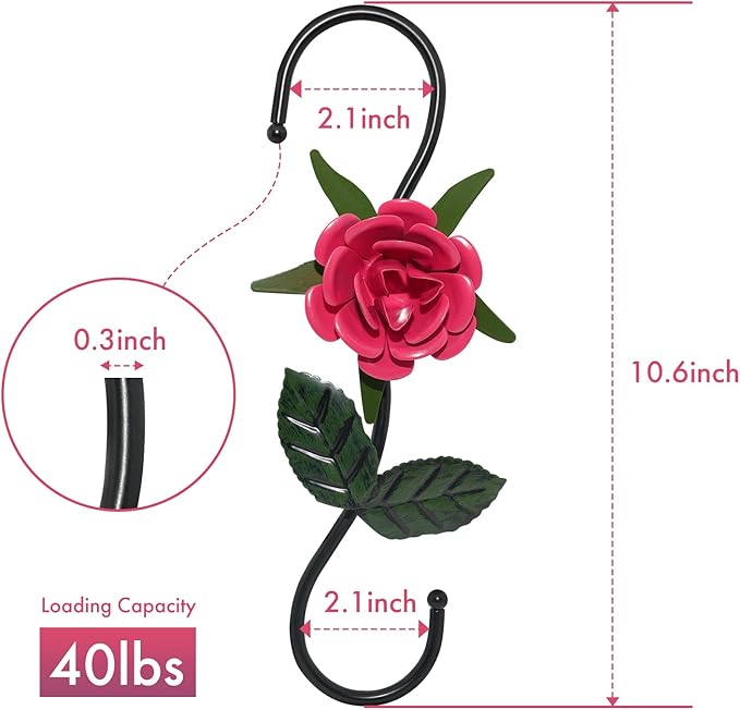 S Hooks for Hanging Plants, Beautiful and Vivid Plant Hook for Garden Planters - Image 6