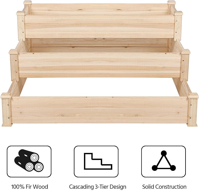 Yaheetech 3 Tier 47 x 47 x 22in Raised Garden Bed Horticulture Outdoor Elevated - Image 8