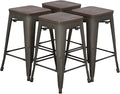 FDW Metal Bar Stools Set of 4 Counter Height Bar Stools 24 Inches Industrial by FDW