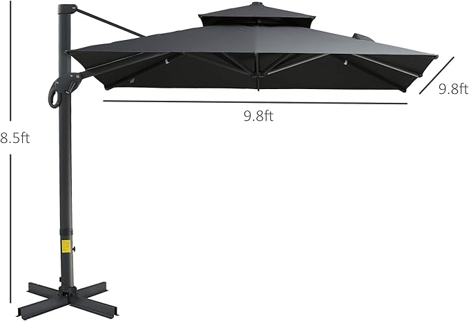 Outsunny 10ft Offset Patio Umbrella, Hanging Cantilever Umbrella, Square Shape - Image 7