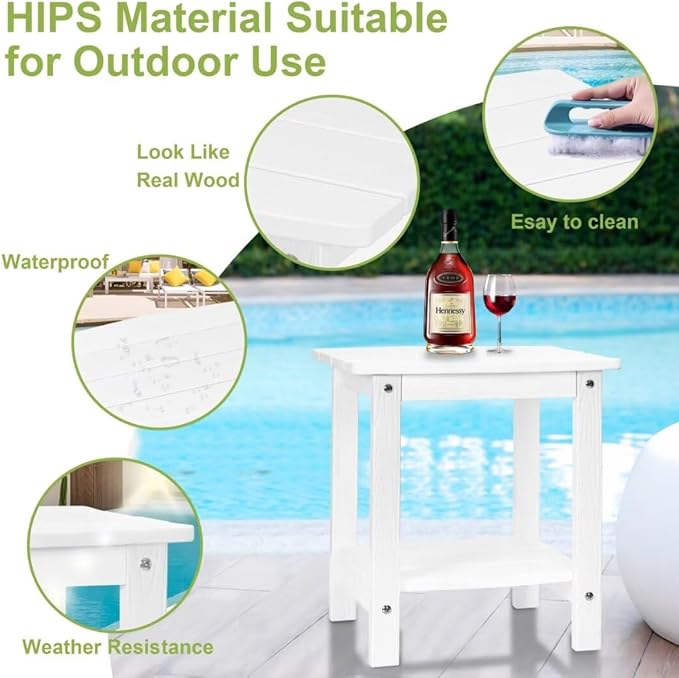 Y&M Outdoor Side Table, HIPS Adirondack Small Double Layer Table, Waterproof - Image 4