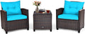 Tangkula 3 Pieces Patio Furniture Set, PE Rattan Wicker 3 Pcs Outdoor Sofa Set by TANGKULA